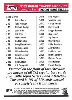 2004 Topps Traded & Rookies - Checklists Puzzle Red Backs #101 Checklist 1 of 10 Back