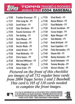 2004 Topps Traded & Rookies - Checklists Puzzle Red Backs #105 Checklist 5 of 10 Back