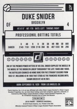 2018 Donruss #74 Duke Snider Back