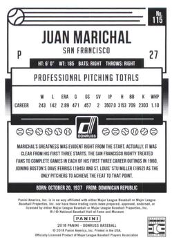 2018 Donruss #115 Juan Marichal Back