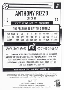 2018 Donruss #141 Anthony Rizzo Back