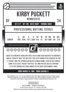 2018 Donruss #142 Kirby Puckett Back