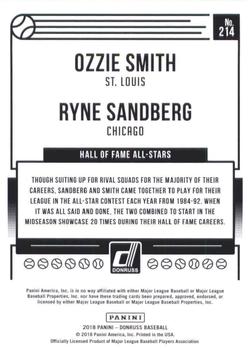 2018 Donruss #214 Hall of Fame All-Stars (Ozzie Smith / Ryne Sandberg) Back