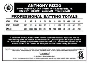 2018 Donruss #225 Anthony Rizzo Back