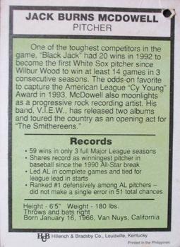 1982-93 Louisville Slugger #NNO Jack McDowell Back