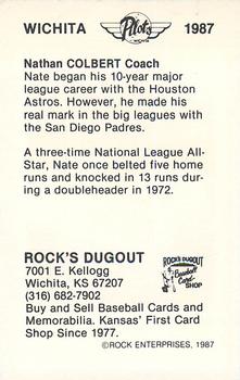 1987 Rock's Dugout Wichita Pilots #NNO Nate Colbert Back