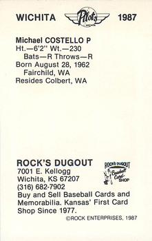 1987 Rock's Dugout Wichita Pilots #NNO Mike Costello Back