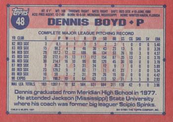 1991 Topps #48 Dennis Boyd Back