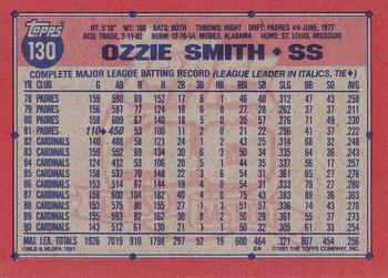 1991 Topps #130 Ozzie Smith Back