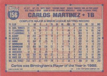 1991 Topps #156 Carlos Martinez Back