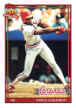 1991 Topps #160 Vince Coleman Front