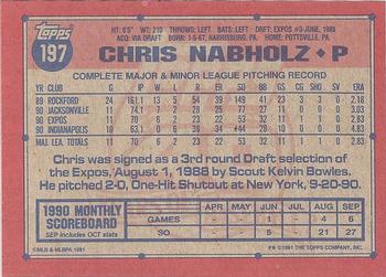 1991 Topps #197 Chris Nabholz Back