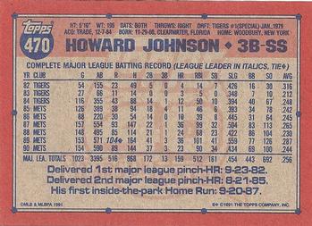 1991 Topps #470a Howard Johnson Back