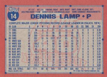 1991 Topps #14 Dennis Lamp Back