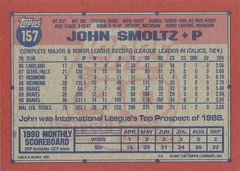 1991 Topps #157 John Smoltz Back