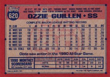 1991 Topps #620 Ozzie Guillen Back