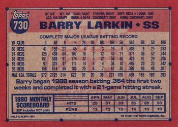 1991 Topps #730 Barry Larkin Back