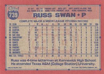 1991 Topps #739 Russ Swan Back