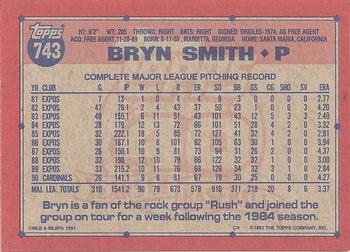 1991 Topps #743 Bryn Smith Back