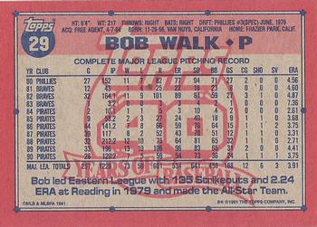 1991 Topps #29 Bob Walk Back
