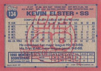 1991 Topps #134 Kevin Elster Back