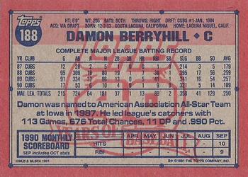 1991 Topps #188 Damon Berryhill Back