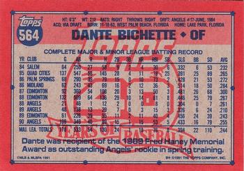 1991 Topps #564 Dante Bichette Back