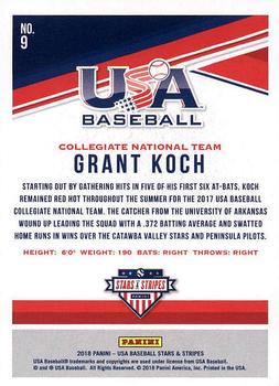 2018 Panini USA Baseball Stars & Stripes #9 Grant Koch Back