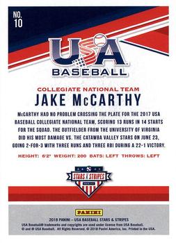 2018 Panini USA Baseball Stars & Stripes #10 Jake McCarthy Back