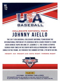 2018 Panini USA Baseball Stars & Stripes #12 Johnny Aiello Back
