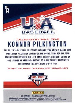 2018 Panini USA Baseball Stars & Stripes #14 Konnor Pilkington Back