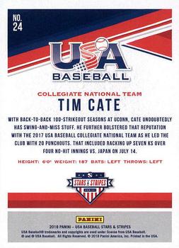 2018 Panini USA Baseball Stars & Stripes #24 Tim Cate Back