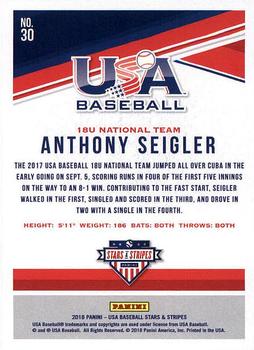2018 Panini USA Baseball Stars & Stripes #30 Anthony Seigler Back