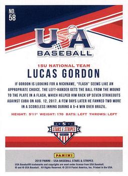 2018 Panini USA Baseball Stars & Stripes #58 Lucas Gordon Back