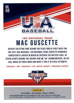 2018 Panini USA Baseball Stars & Stripes #59 Mac Guscette Back