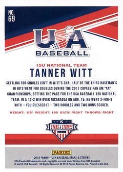 2018 Panini USA Baseball Stars & Stripes #69 Tanner Witt Back