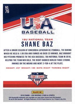 2018 Panini USA Baseball Stars & Stripes #76 Shane Baz Back