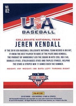 2018 Panini USA Baseball Stars & Stripes #82 Jeren Kendall Back
