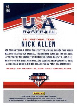 2018 Panini USA Baseball Stars & Stripes #94 Nick Allen Back