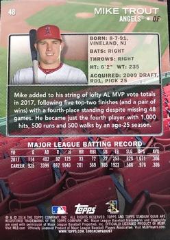 2018 Stadium Club #48 Mike Trout Back