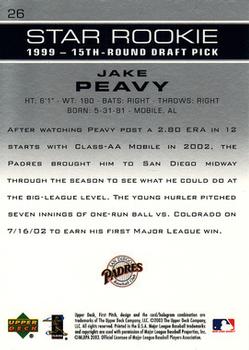 2003 Upper Deck First Pitch #26 Jake Peavy Back