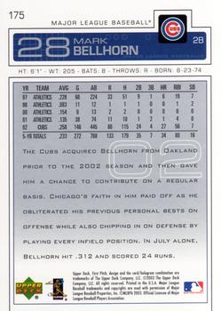 2003 Upper Deck First Pitch #175 Mark Bellhorn Back