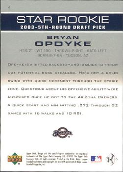 2003 Upper Deck Prospect Premieres #1 Bryan Opdyke Back