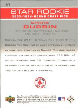 2003 Upper Deck Prospect Premieres #19 Chris Durbin Back