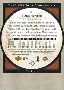 2003 Upper Deck Standing O! #41 Torii Hunter Back