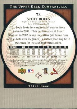 2003 Upper Deck Standing O! #73 Scott Rolen Back