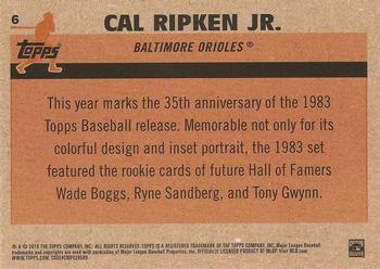 2018 Topps - 1983 Topps Baseball 35th Anniversary Chrome Silver Pack #6 Cal Ripken Jr. Back