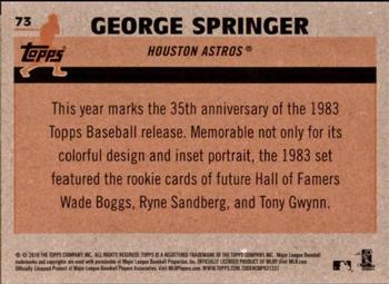 2018 Topps - 1983 Topps Baseball 35th Anniversary Chrome Silver Pack #73 George Springer Back