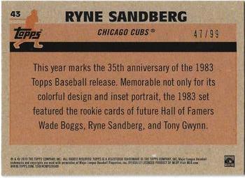 2018 Topps - 1983 Topps Baseball 35th Anniversary Chrome Silver Pack Green Refractor #43 Ryne Sandberg Back