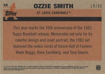 2018 Topps - 1983 Topps Baseball 35th Anniversary Chrome Silver Pack Green Refractor #56 Ozzie Smith Back